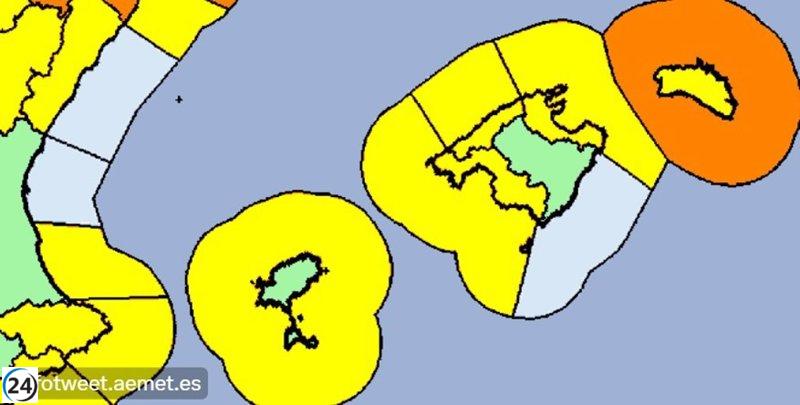 Baleares bajo la alerta amarilla de Aemet por lluvias, tormentas y fenómenos costeros este viernes.