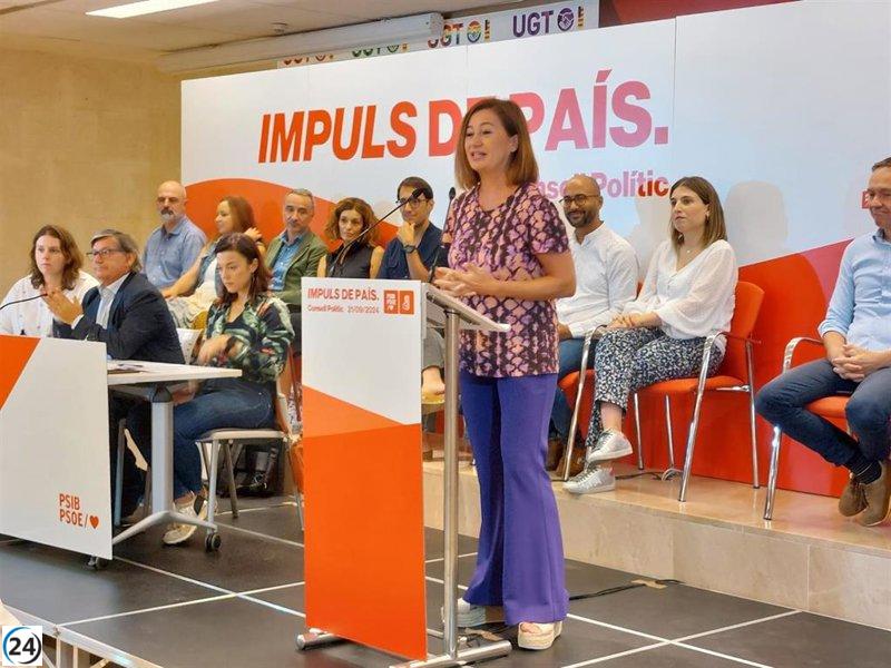 Armengol insta a Prohens a no seguir las directrices de Feijóo y aboga por el debate bilateral sobre financiación.