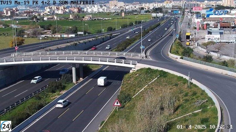 La autopista de Llucmajor recupera la normalidad tras los accidentes que causaron serias congestiones.