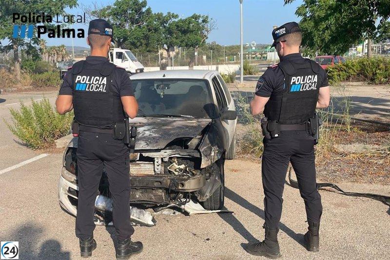 Conductor sin licencia y sin seguro genera un incendio en la Playa de Palma.