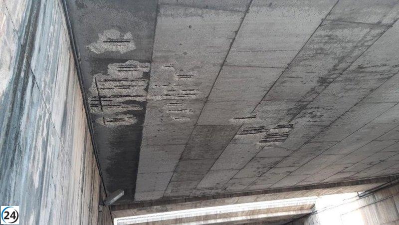 El Consell lanza trabajos urgentes para reparar el puente de la vía de Cintura cerca de Eusebi Estada por su deterioro.