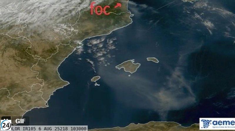 Las islas Baleares sufren la llegada de humo y cenizas del incendio en Francia.