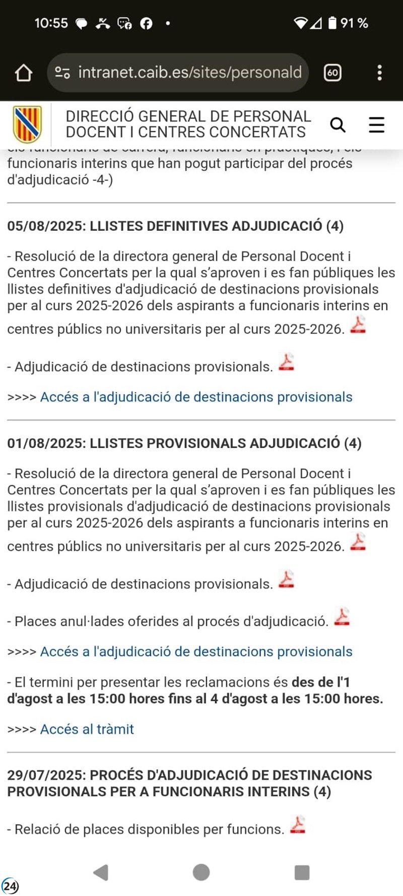 MÉS denuncia serias irregularidades en la asignación de puestos a profesores interinos.