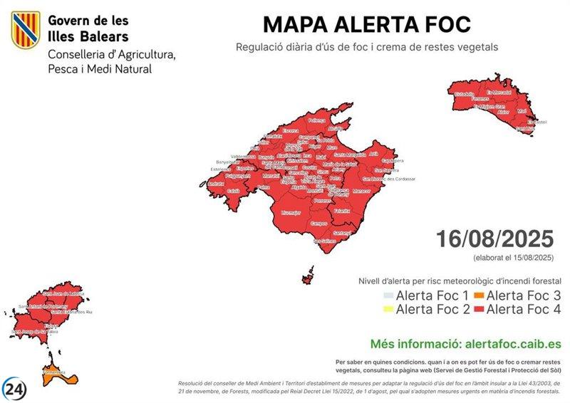 El Govern urge a la ciudadanía a extremar precauciones por riesgo elevado de incendios forestales este fin de semana.