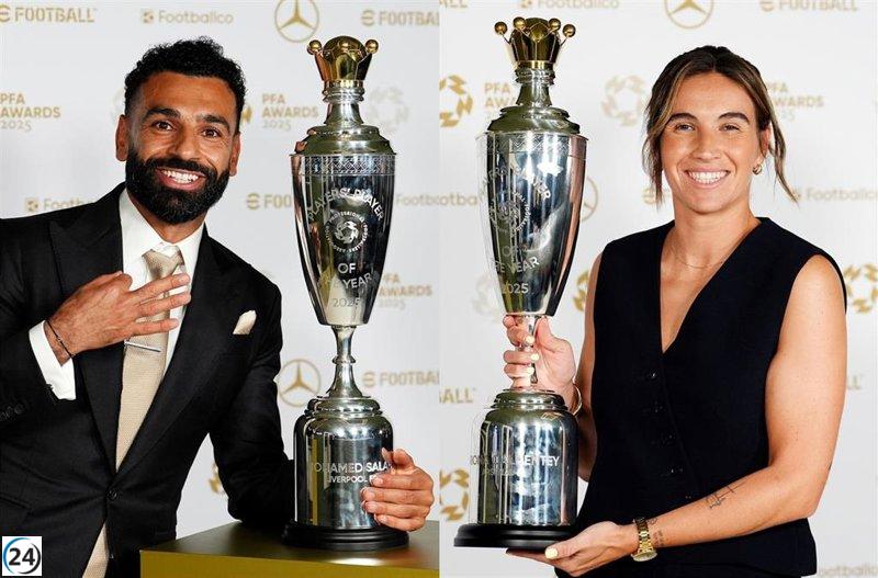Mohamed Salah y Mariona Caldentey triunfan como los mejores del año en la votación de futbolistas ingleses.