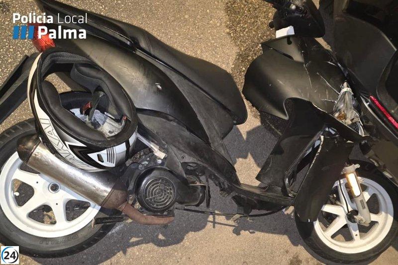 Menor bajo investigación por conducir ciclomotor sin licencia y colisionar con tres vehículos en Palma.