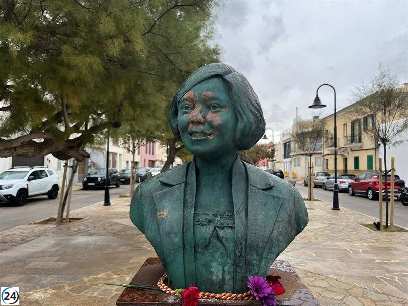 Destrozan nuevamente el busto de Aurora Picornell en Palma
