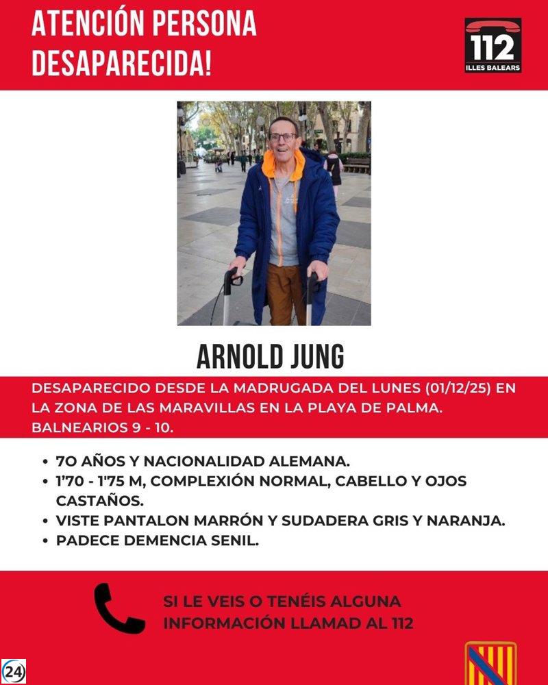 Desaparece un hombre con demencia en Playa de Palma; se activa la búsqueda.