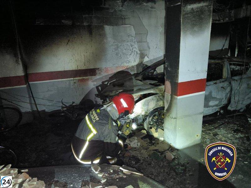Técnicos del Ayuntamiento de Sant Llorenç refuerzan edificio dañado por incendio en Sa Coma.
