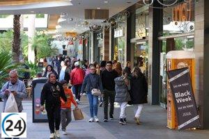 Las ventas en las tiendas de Baleares aumentan un 2,9% en noviembre, aunque siguen por detrás del promedio nacional.