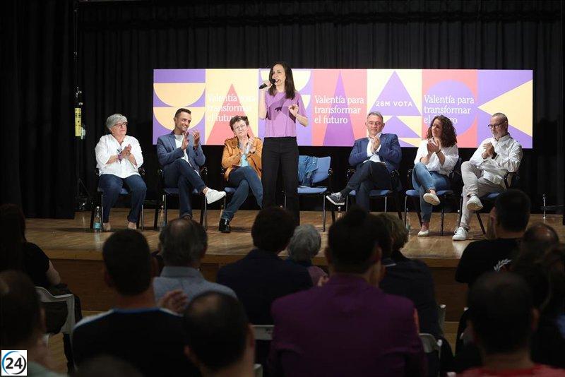 Belarra asegura que solo UP tiene la valentía para transformar ante una derecha asalvajada y un PSOE de parches.