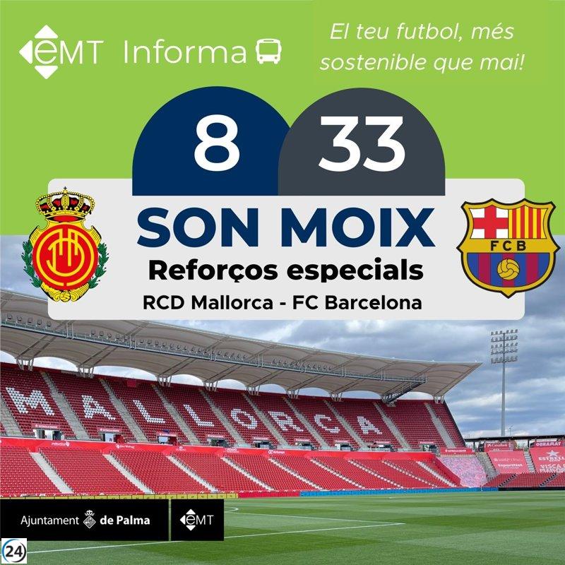 Policía Local y EMT intensifican operativos por el gran partido del RCD Mallorca contra el FC Barcelona el martes