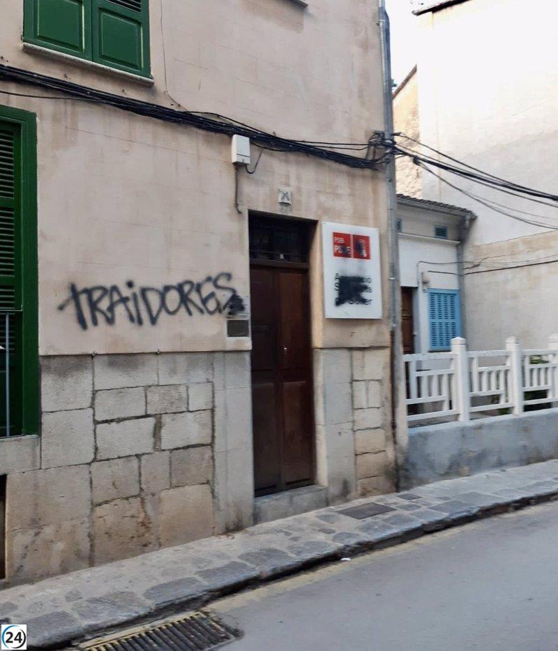 Sede socialista en Sóller aparece vandalizada con mensajes de descontento