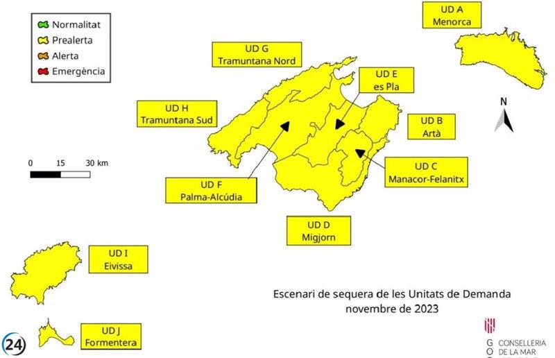 Baleares: Aumentan un 2% las reservas hídricas en noviembre de 2022, alcanzando el 54%
